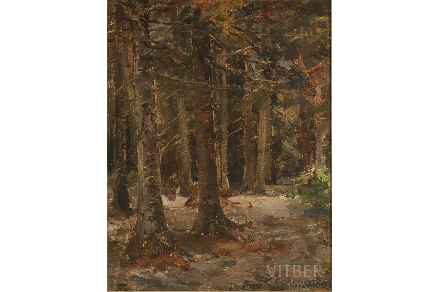 Suninsh Zhanis (1904 - 1993), Forest landscape, 1942, canvas, oil, 65.5 x 51 cm